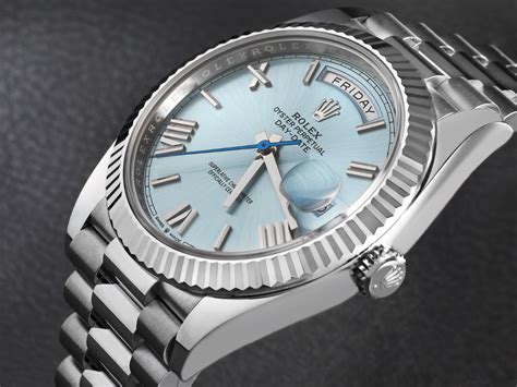 gold rolex day date blue face|rolex day date fluted bezel.